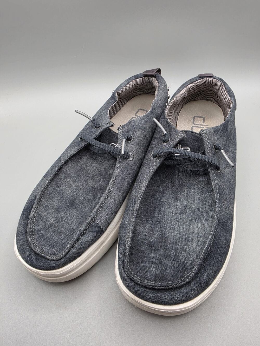 Hey Dude Womens Wendy Rise Rivet Onyx Grey Tie Dye Wash Canvas Loafers Size 8